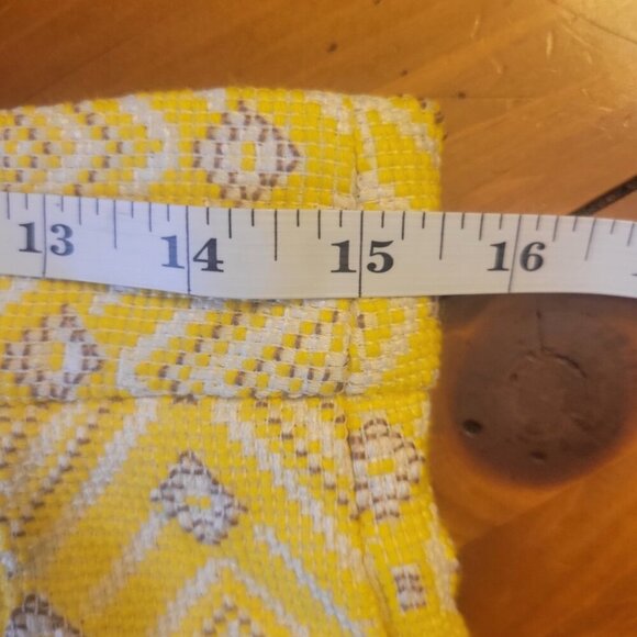 ZARA Pleated Textured Mini A-Line Yellow Diamond Patterned Design Skirt - Size - Picture 10 of 11